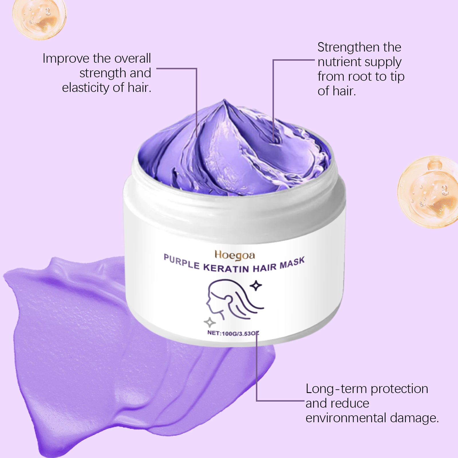 Hoegoa Keratin Purple Hair Mask — Nourishing & Moisturizing for Dry, Frizzy Hair — Prime Trend Market
