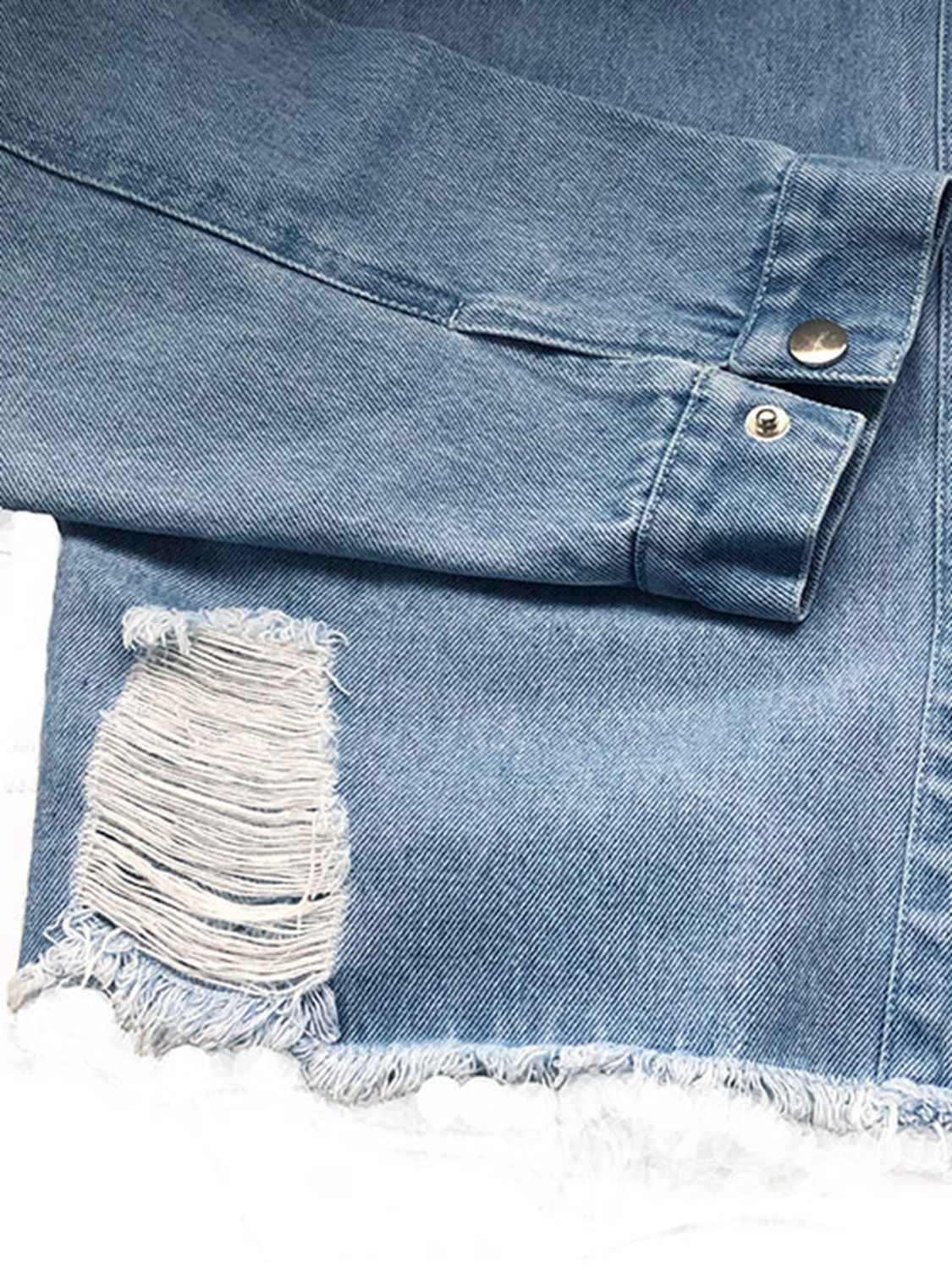 Raw-Hem Longline Denim Jacket