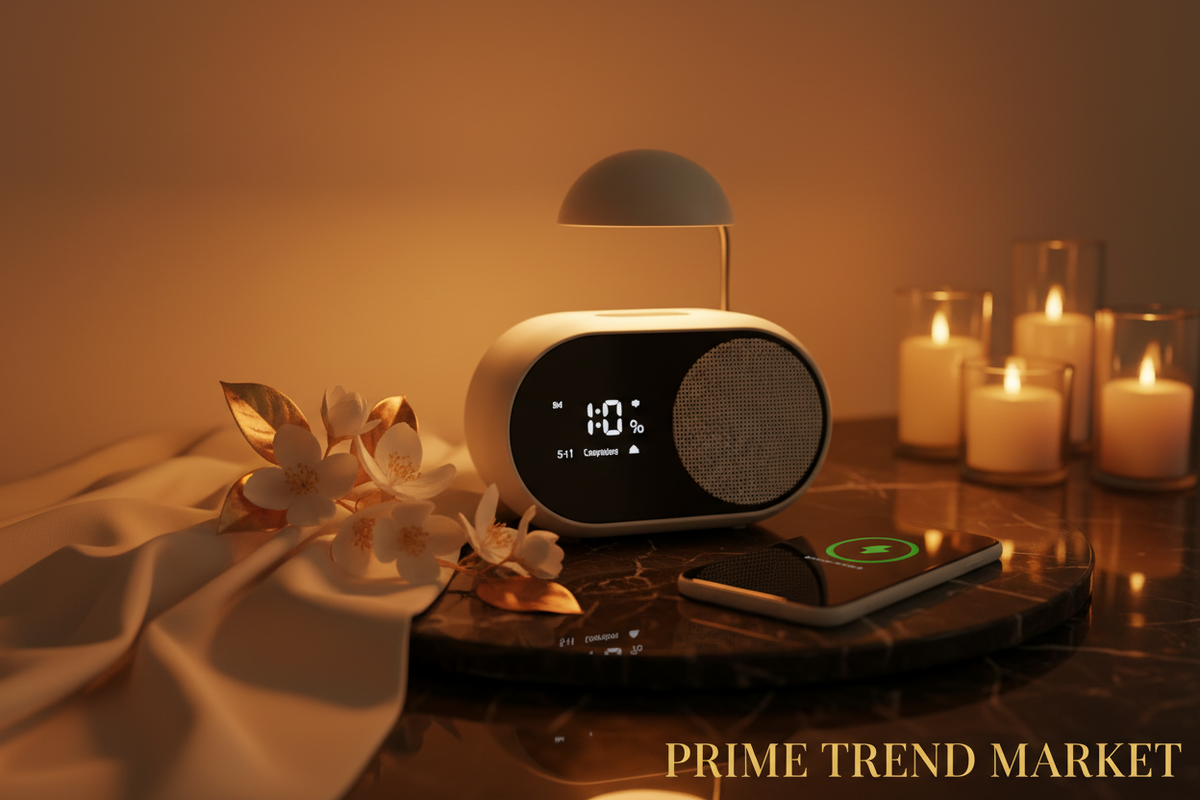 Bedroom Tech Bundle | Bedside Alarm Clock Charger + White Noise Speaker + Sunset Projection Lamp — Prime Trend Market