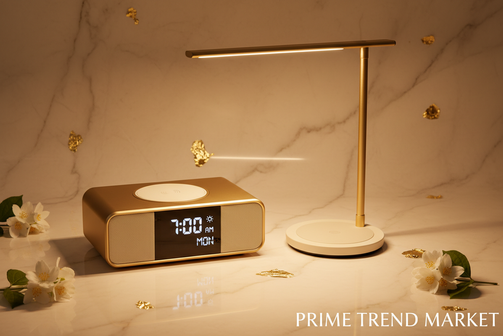 Bedside Pro Bundle | 5-in-1 Alarm Clock Wireless Charger + LED Desk Lamp Wireless Charger — Prime Trend Market