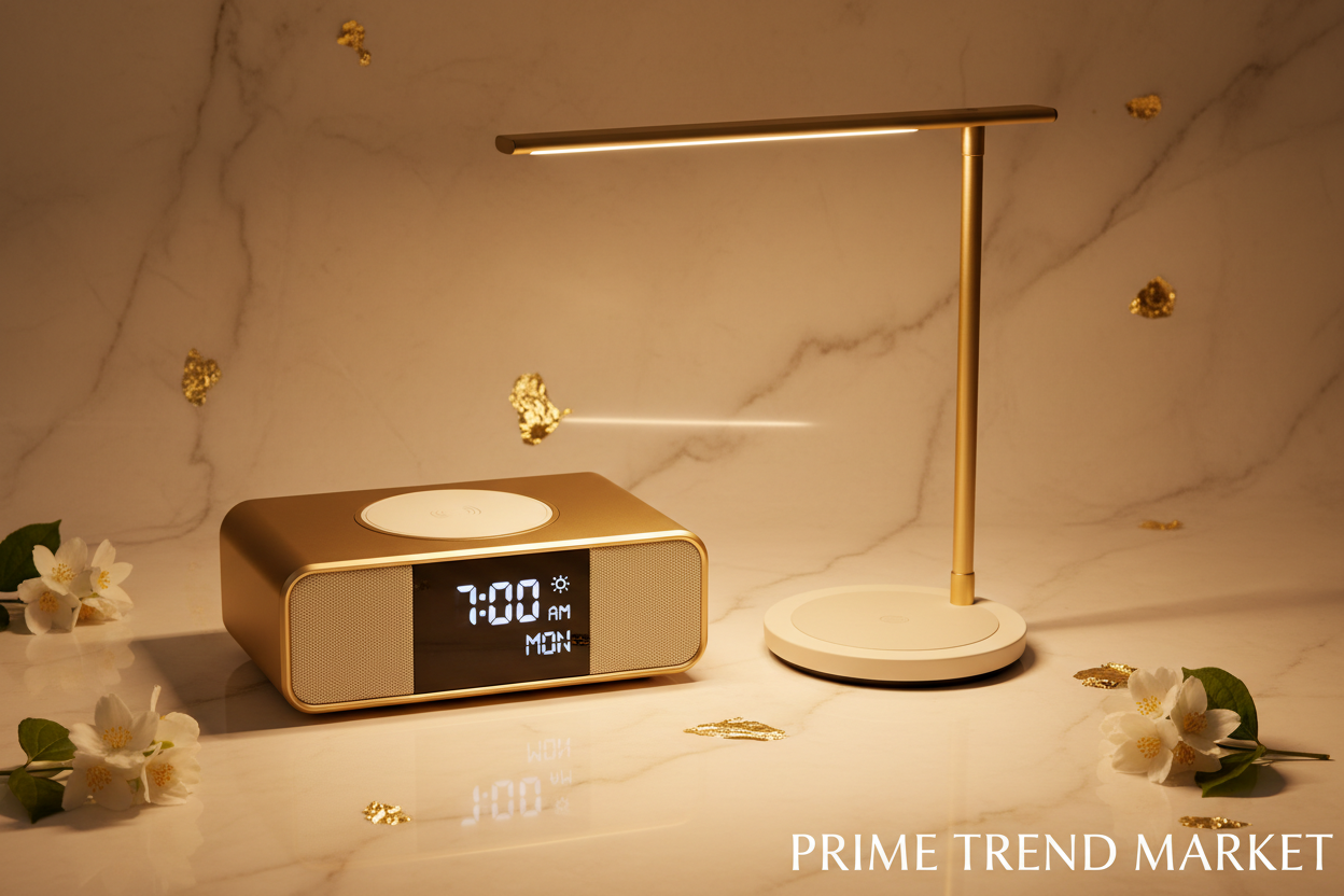 Bedside Pro Bundle | 5-in-1 Alarm Clock Wireless Charger + LED Desk Lamp Wireless Charger — Prime Trend Market