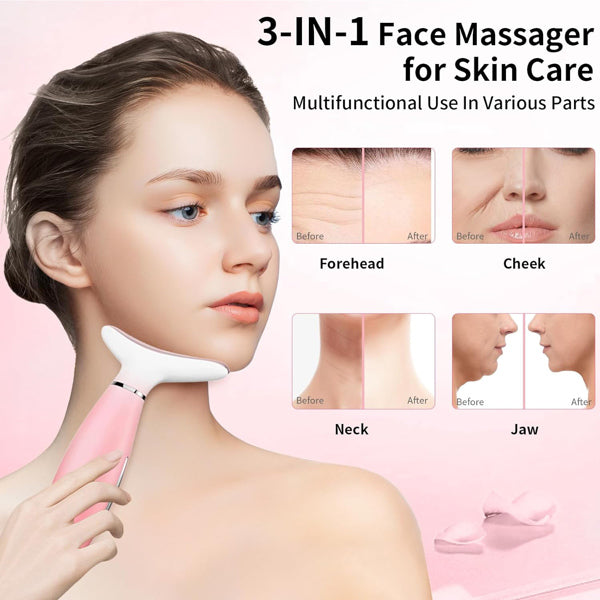 Luxury 3-in-1 EMS Face & Neck Massager — LED Light Therapy, Heat & Vibration Skin Lifting Beauty Device — Eliza & Tuan