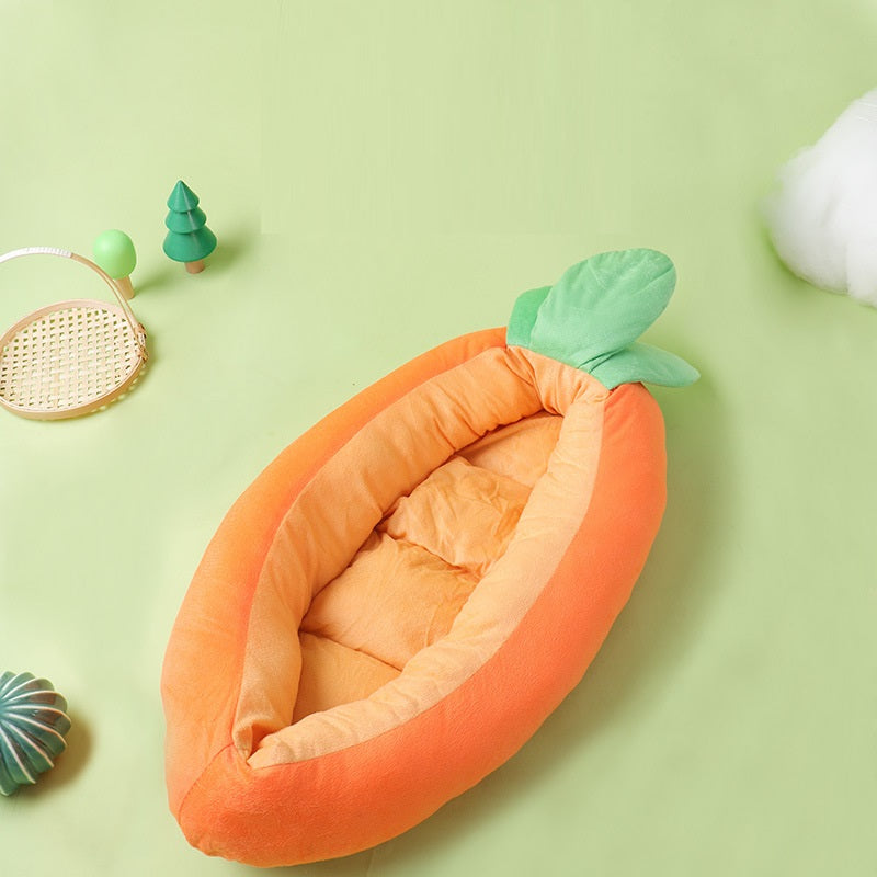 Premium Carrot Cat Pet Bed — Novelty Soft Cloth Kennel, Cozy & Cute, 2 Sizes — Prime Trend Market