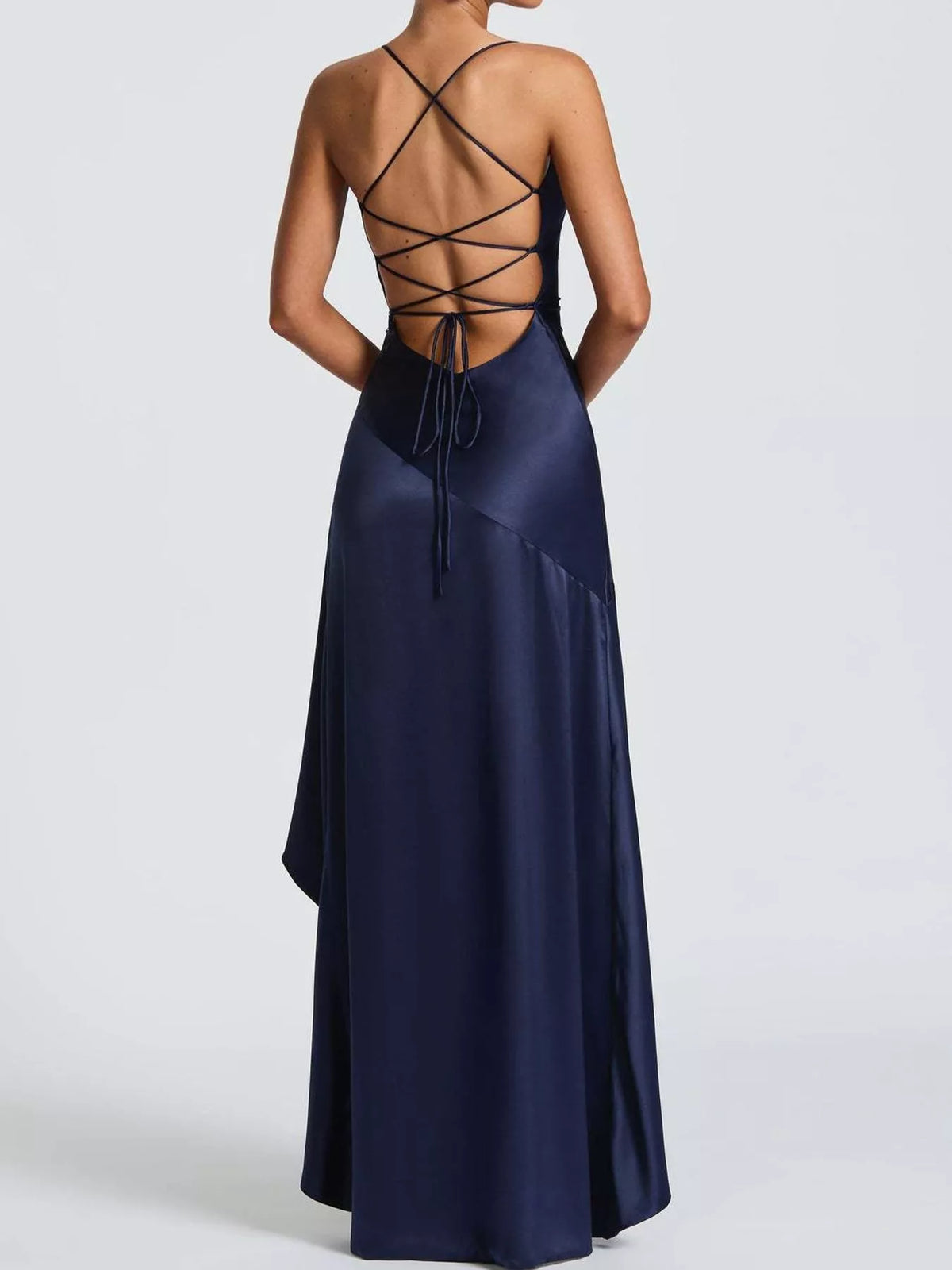 High-Low Ruffle-Hem Evening Dress