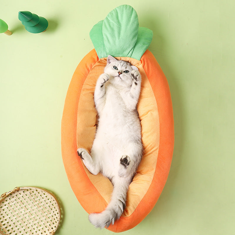 Premium Carrot Cat Pet Bed — Novelty Soft Cloth Kennel, Cozy & Cute, 2 Sizes — Prime Trend Market