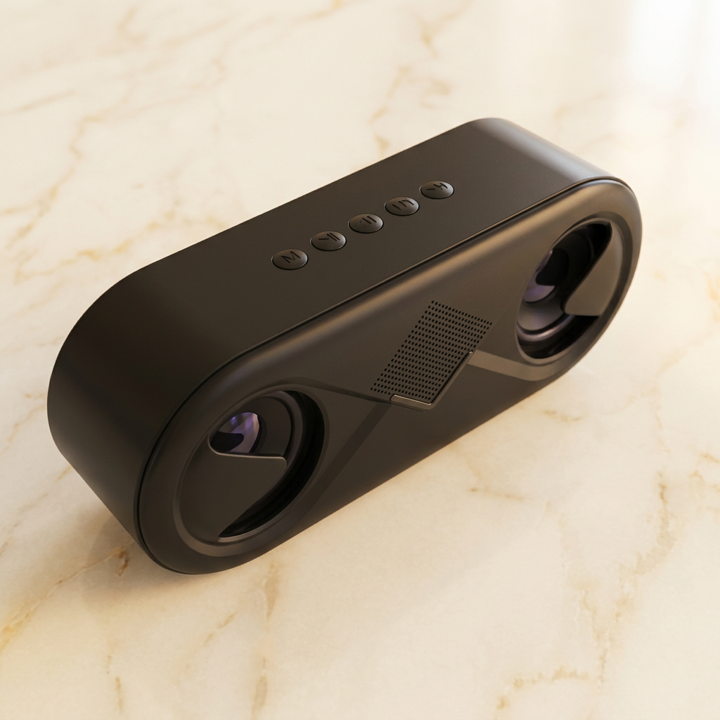 Black dual-driver speaker portrait