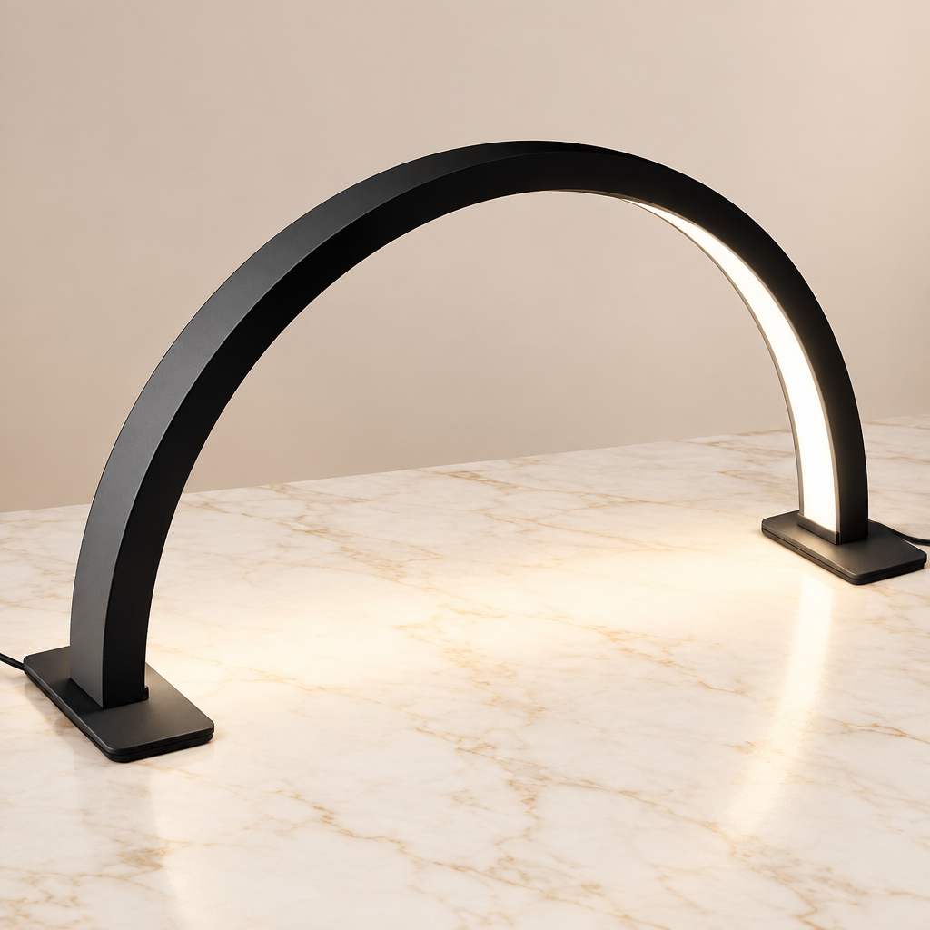 Black half-moon desk light