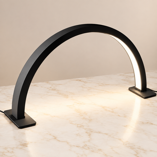 Black half-moon desk light