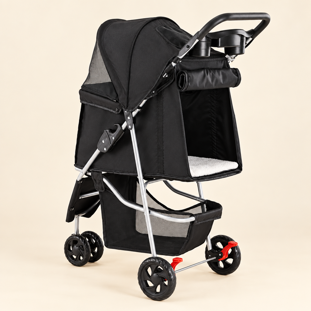 Black pet stroller