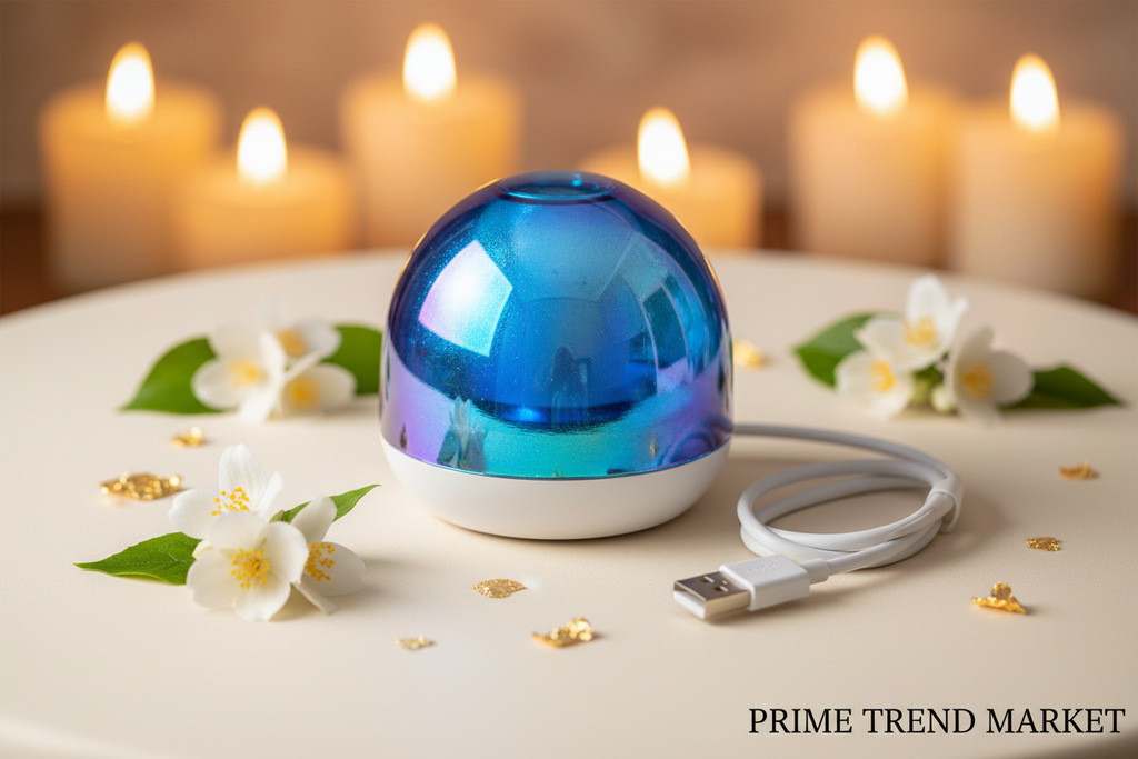 Blue Glass Mini Desktop Speaker — Bluetooth, FM Radio, TF Card, 6H Battery, Black & White — Prime Trend Market