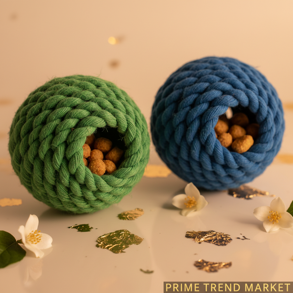 PawTreat 3-in-1 Rope Squeaky Leaking Food Ball Toy – Interactive Treat Dispenser for Cats & Dogs — Prime Trend Market
