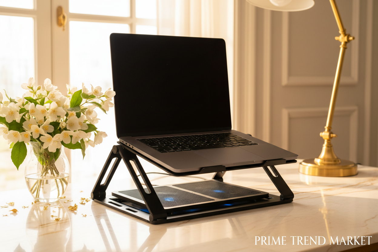 Complete Laptop Setup Bundle | Foldable Stand + Cooling Pad — Prime Trend Market