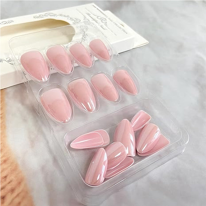 Aurora Powder Press-On Nails – 24 PCS Long Water Pipe Shape | Iridescent Holographic Shimmer — Prime Trend Market