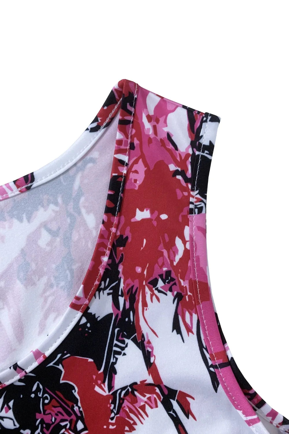 Printed Scoop-Neck Wide-Strap Mini Dress