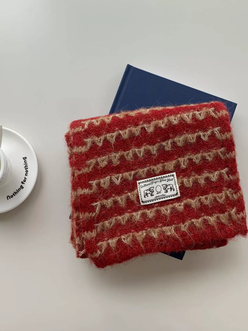 Vintage Zigzag Knit Scarf
