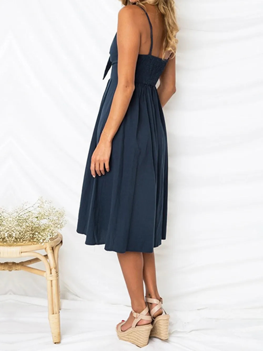 Sweetheart Tie-Front Cutout Cami Dress