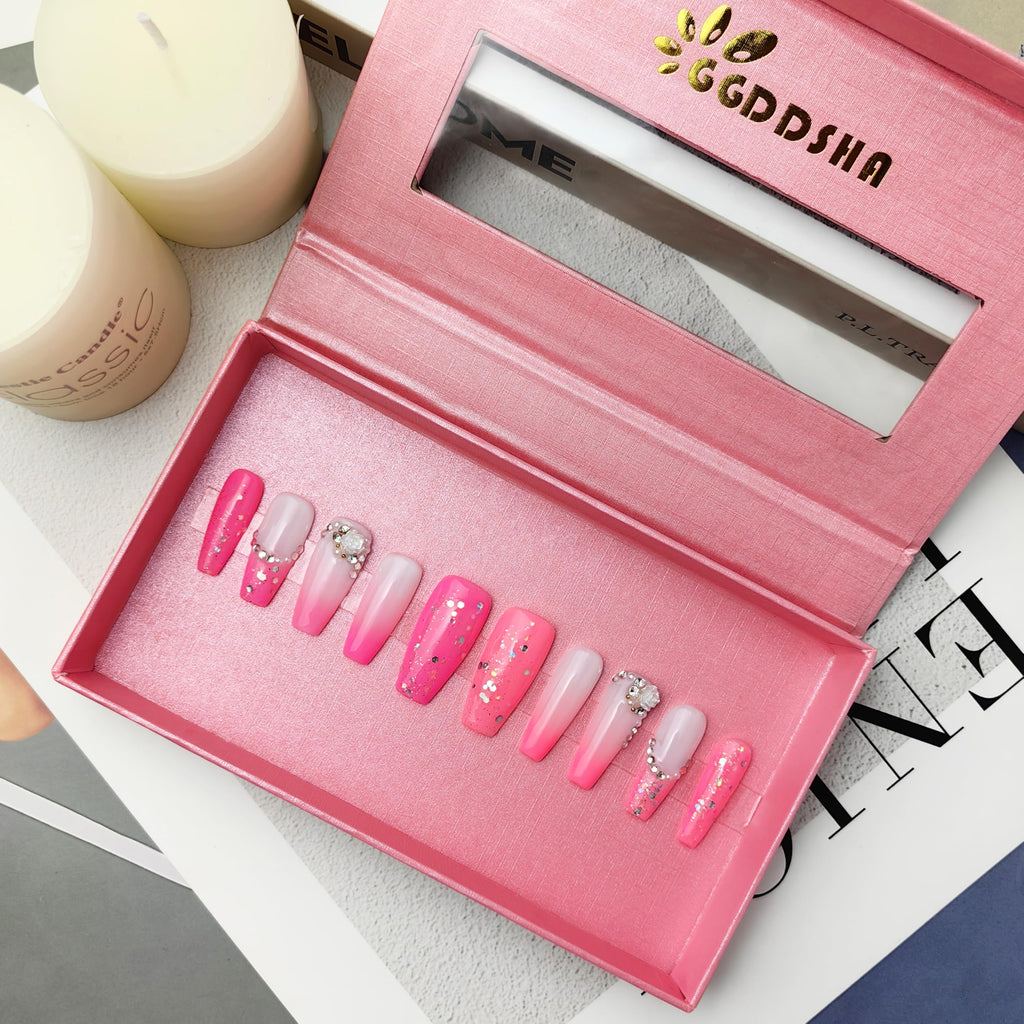 Blush Elegance Press On Nails Gift Set – Short PMMA Acrylic, Reusable, S/M/L with Box — Prime Trend Market