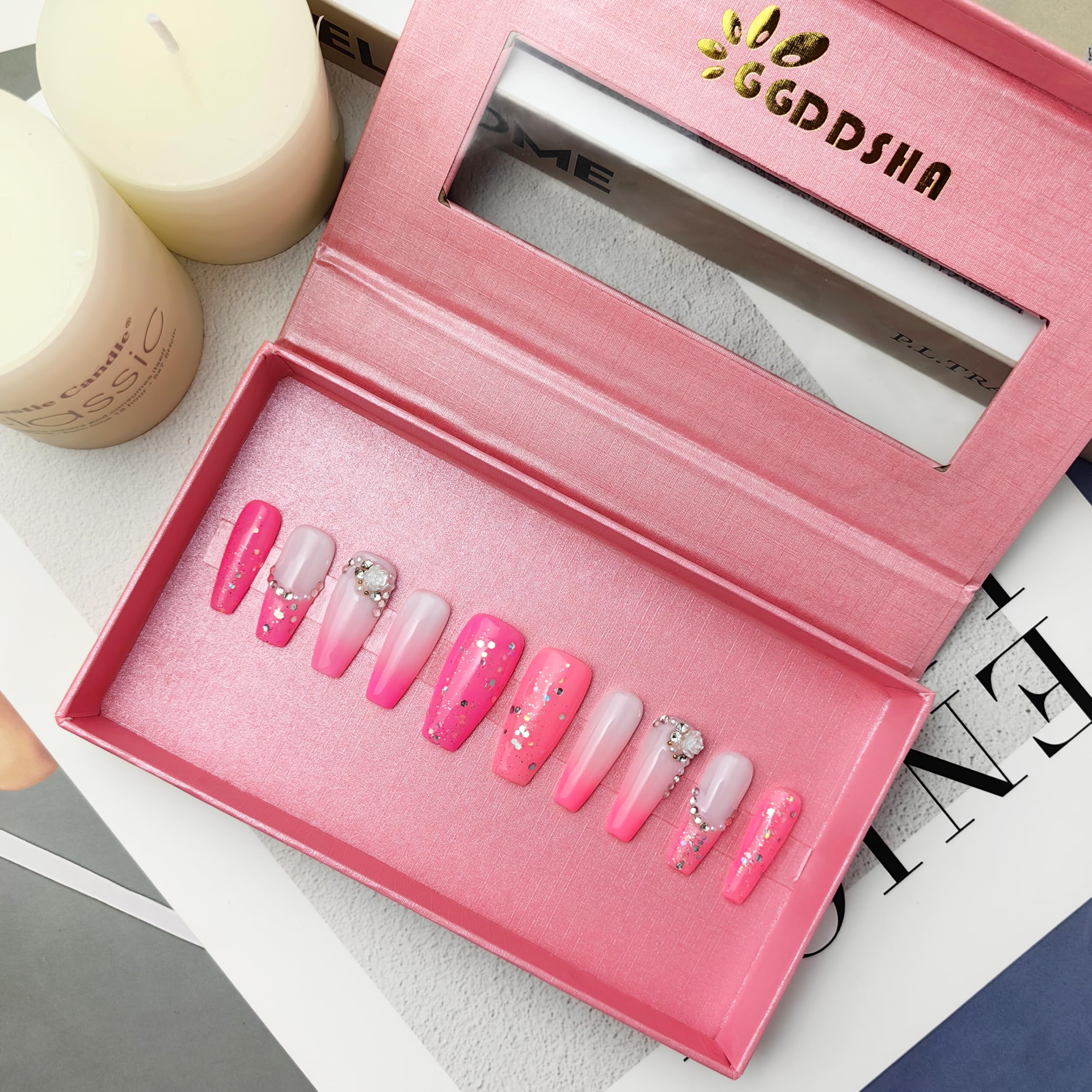 Blush Elegance Press On Nails Gift Set – Short PMMA Acrylic, Reusable, S/M/L with Box — Prime Trend Market