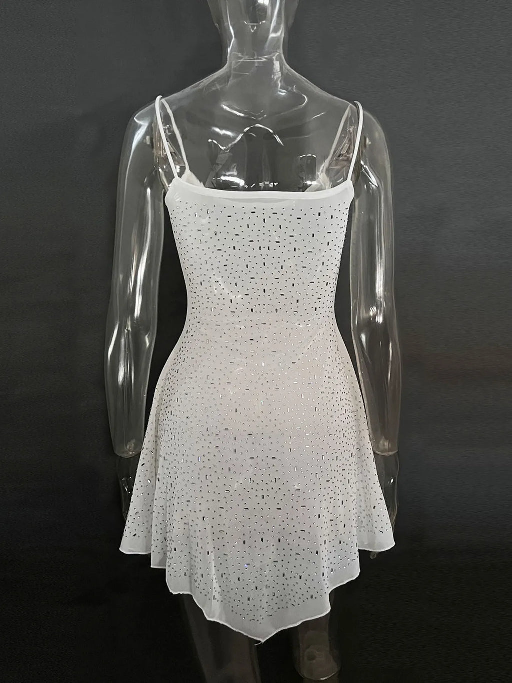 Rhinestone-Detail Mini Cami Dress
