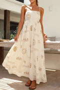 Beige Printed Square-Neck Cami Maxi Dress