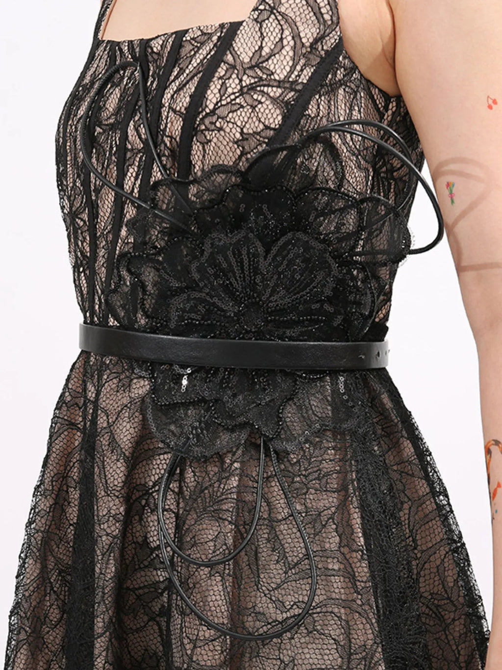 Lace Square-Neck Midi Dress
