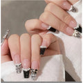 24 PCS Black & White Long Square Press On Nails – Water Pipe CC Nail Art Tips — Prime Trend Market