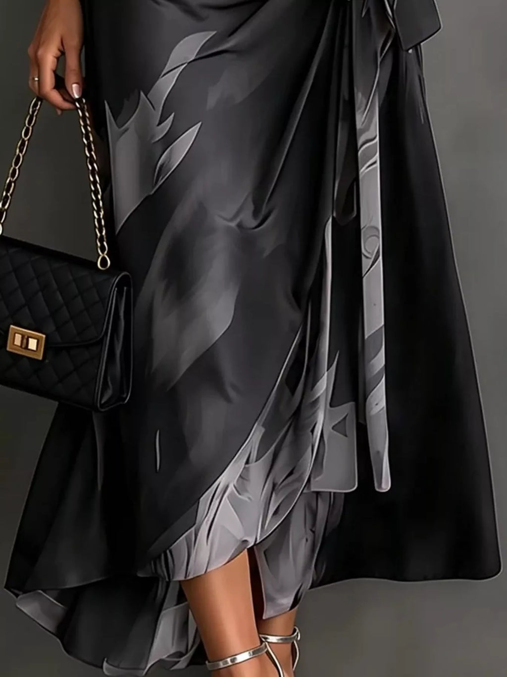 Tie-Detail Surplice Dress