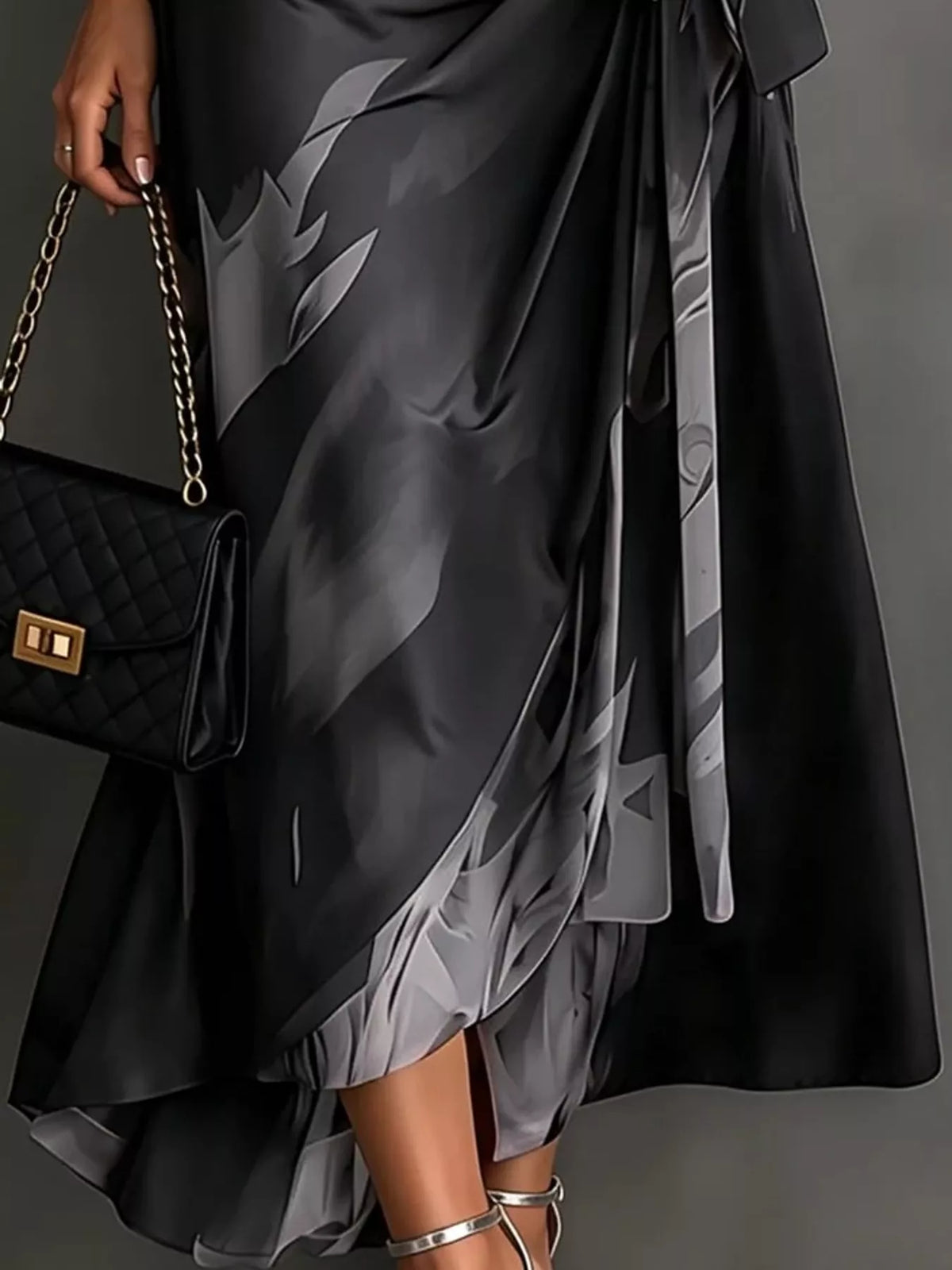 Tie-Detail Surplice Dress