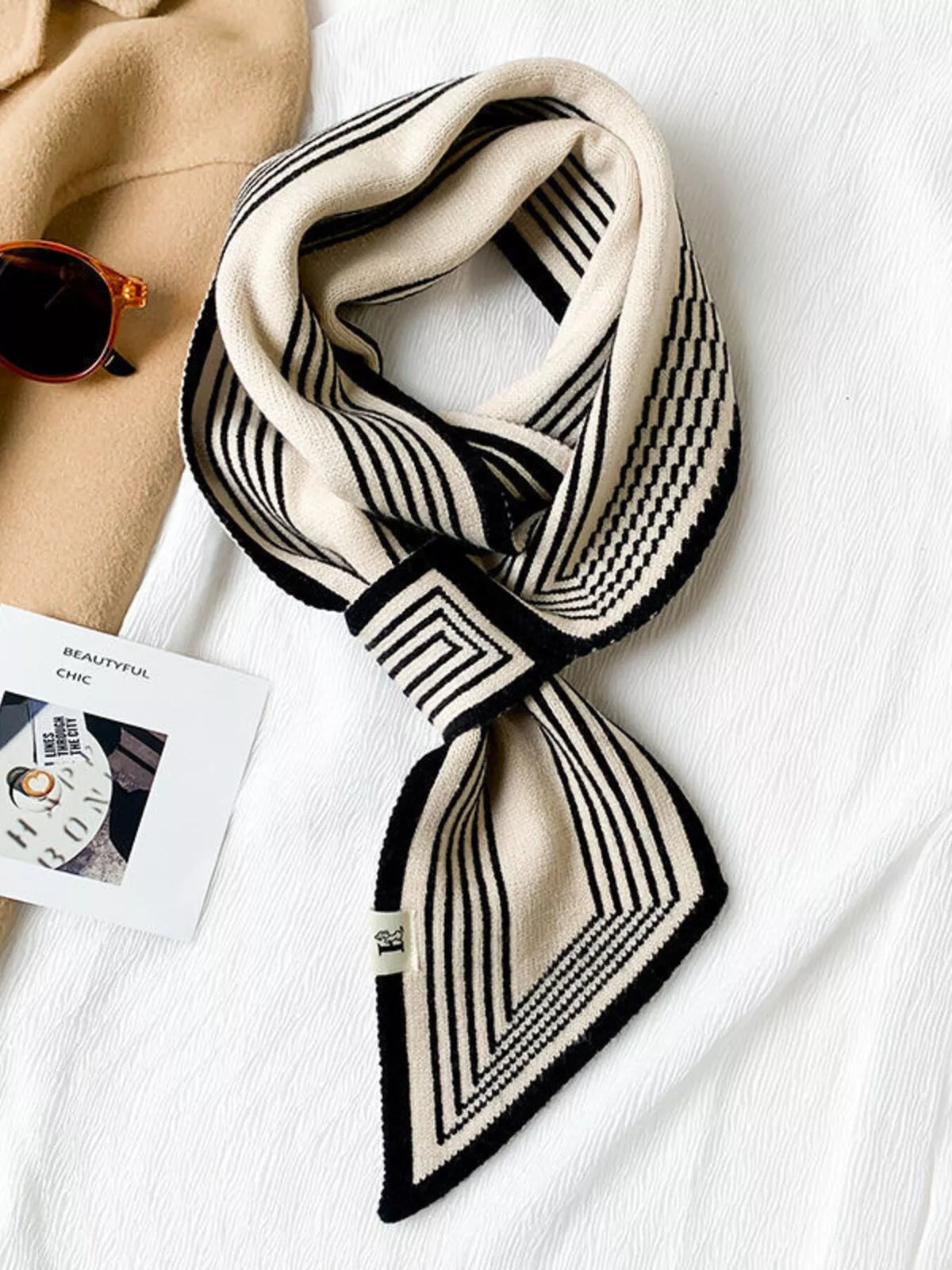 Striped Knitted Winter Scarf