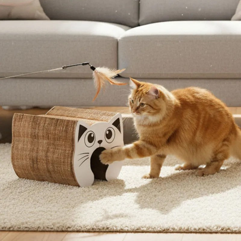 PawKurl Accordion Cat Scratcher Toy – 3-in-1 Honeycomb Scratcher, Bell Ball Track & Cat Bed — Prime Trend Market