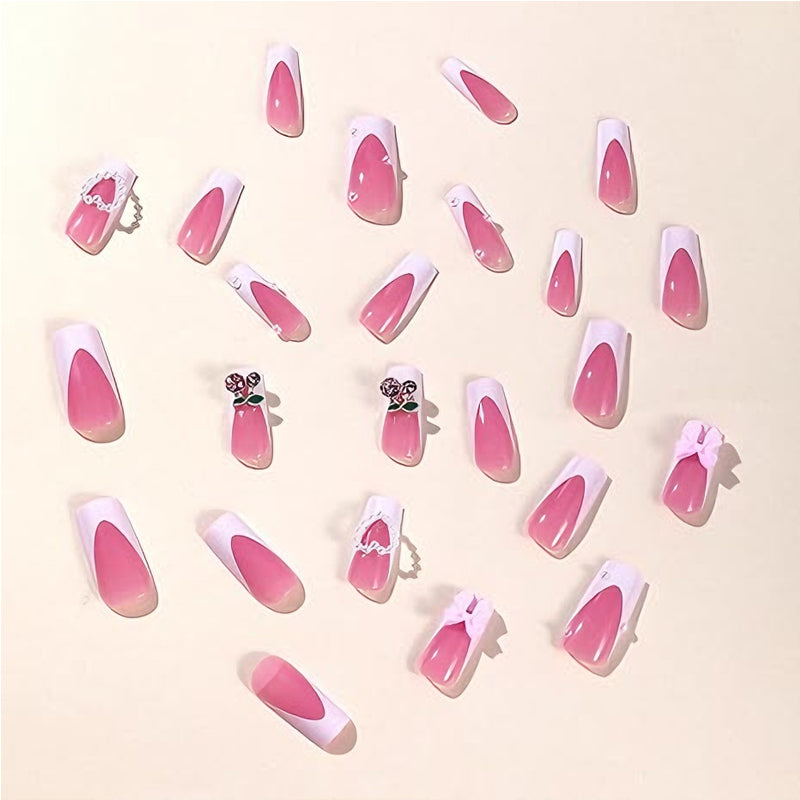 Cherry Bow Press-On Nails – 24 PCS Long Square Head Shape | Summer Y2K Fruit Design — Prime Trend Market
