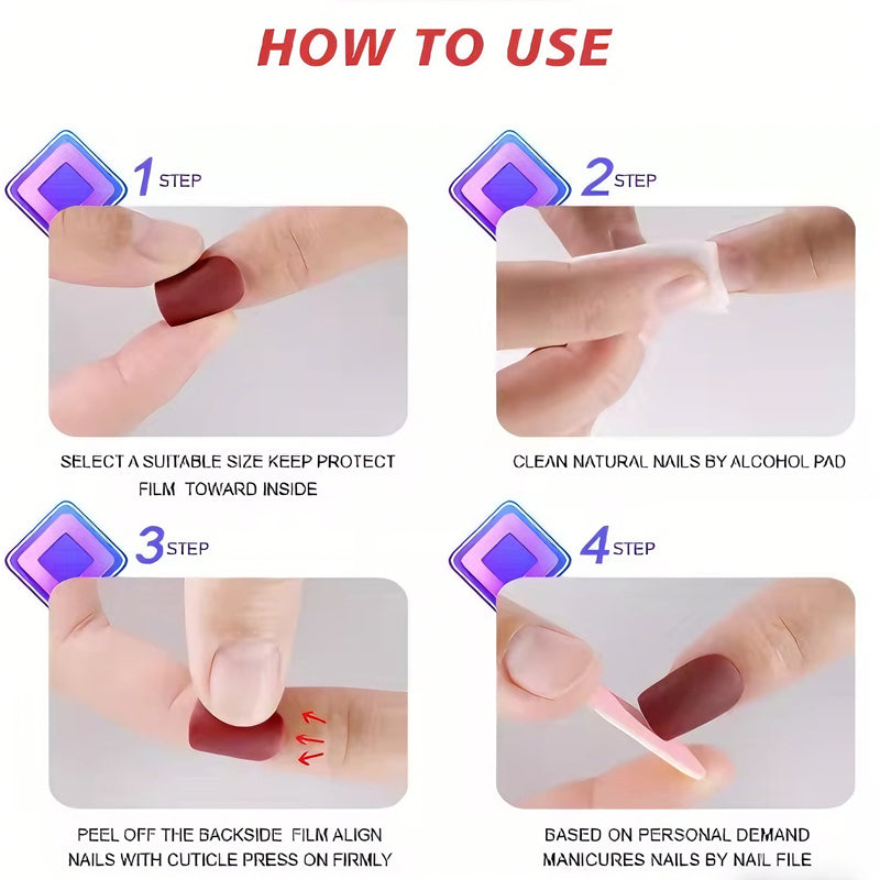 Glitter Butterfly Press On Nails — 24 PCS Long Square Sparkle Fake Nails | Glitter Powder Nail Art — Prime Trend Market