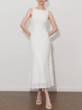 Sleeveless Floral Appliqué Midi Dress