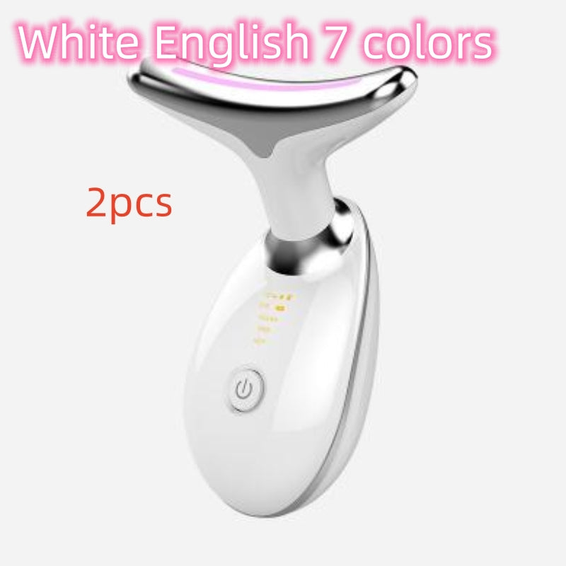 Luxury 7-Color LED EMS Face & Neck Beauty Massager — Negative Ion, Infrared, Ultrasonic Skin Rejuvenation — Eliza & Tuan