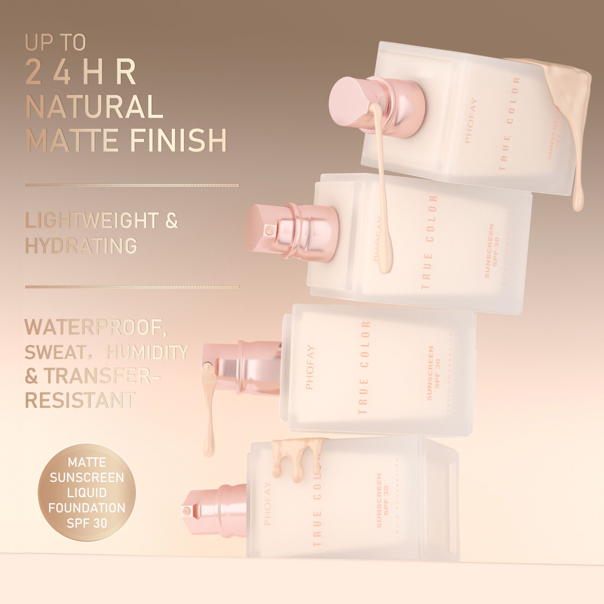 Matte Sunscreen Liquid Foundation SPF 30 — Full Coverage & Sun Protection | 6 Shades — Prime Trend Market