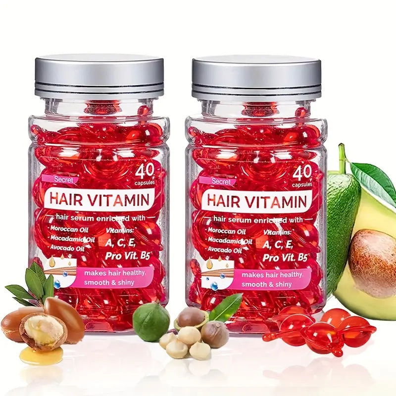 Hair Treatment Serum Capsules — 40 No-Rinse Capsules with Argan, Macadamia & Avocado Oils | Vitamins A, E & Pro B5 | For Women & Men — Prime Trend Market