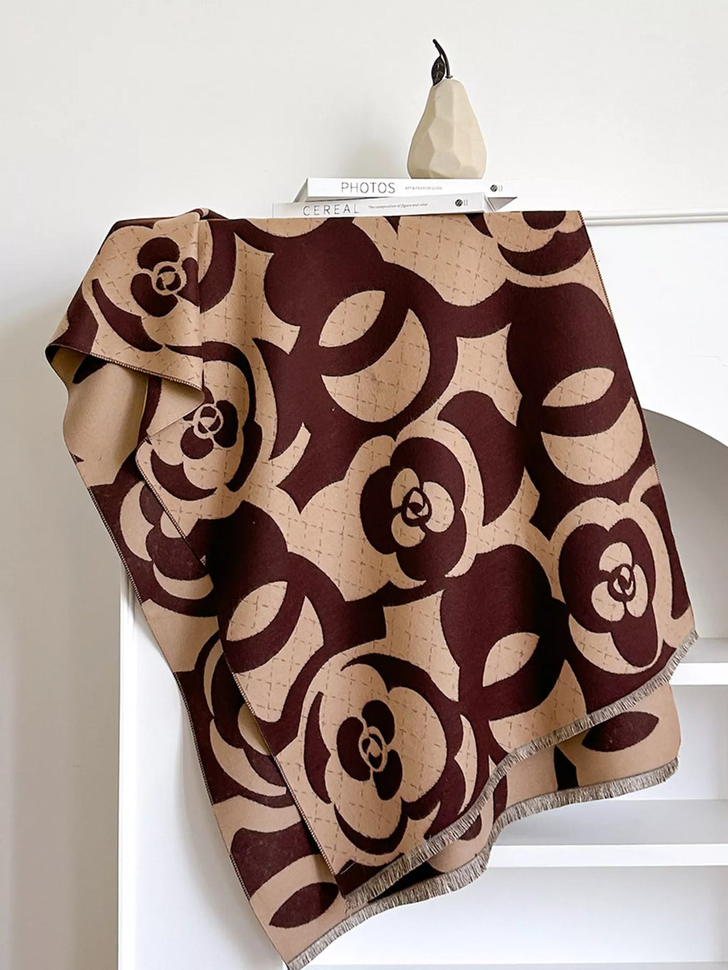 Floral-Pattern Polyester Scarf
