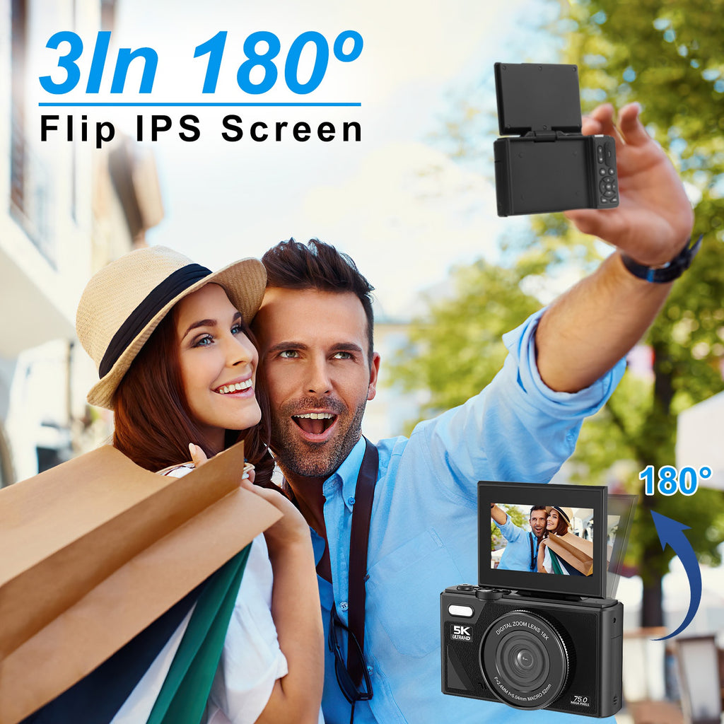5K WiFi Vlogging Camera with Flip Screen, Fill Light & 2 Batteries — Prime Trend Market