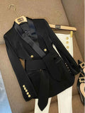 Black Double-Breasted Slim-Fit Blazer