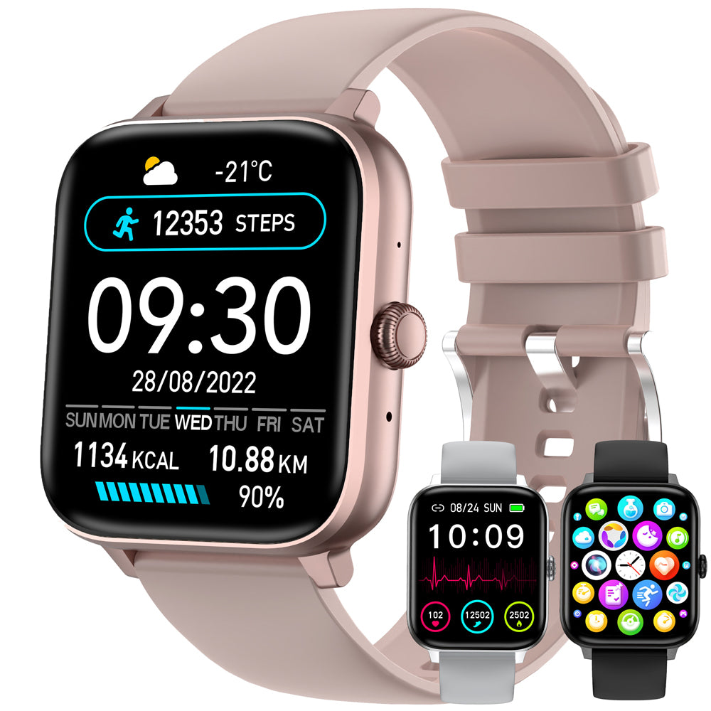 SmartWatch 1.83" BT Fitness Tracker — Heart Rate, Sleep Monitor, BT Calling | Pink & Silver — Prime Trend Market