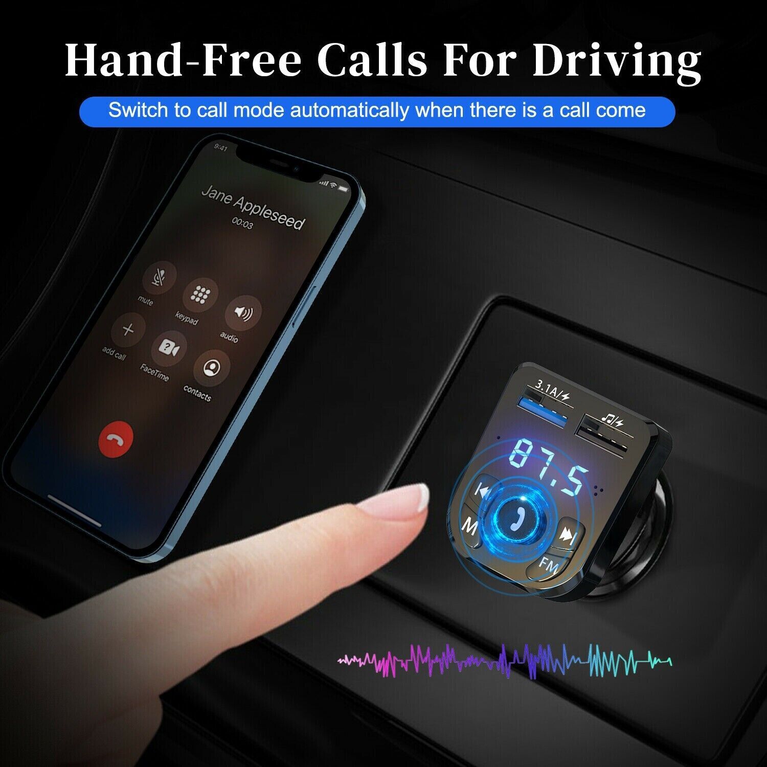 Wireless Car Bluetooth FM Transmitter | MP3 Audio | USB Charger | Hands-Free Calling — Prime Trend Market