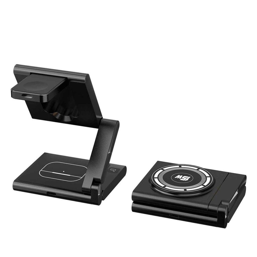 3-in-1 Folding Wireless Charger — Phone, Watch & Earbuds