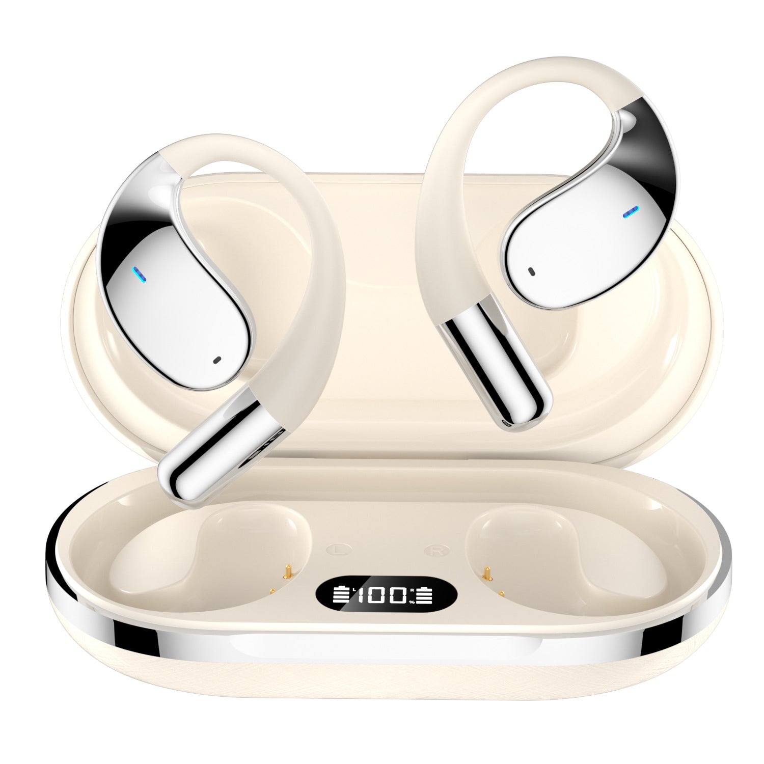 Wireless Sports Earphones | AI Translation + E-Sports Mode | Noise Reduction | 8H Battery | Beige & Black — Prime Trend Market