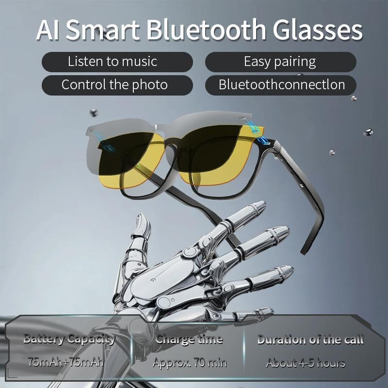 Smart AI Bluetooth Glasses | Open Ear Speakers | UV & Blue Light & Night Vision | Touch Control | 8H Battery — Prime Trend Market