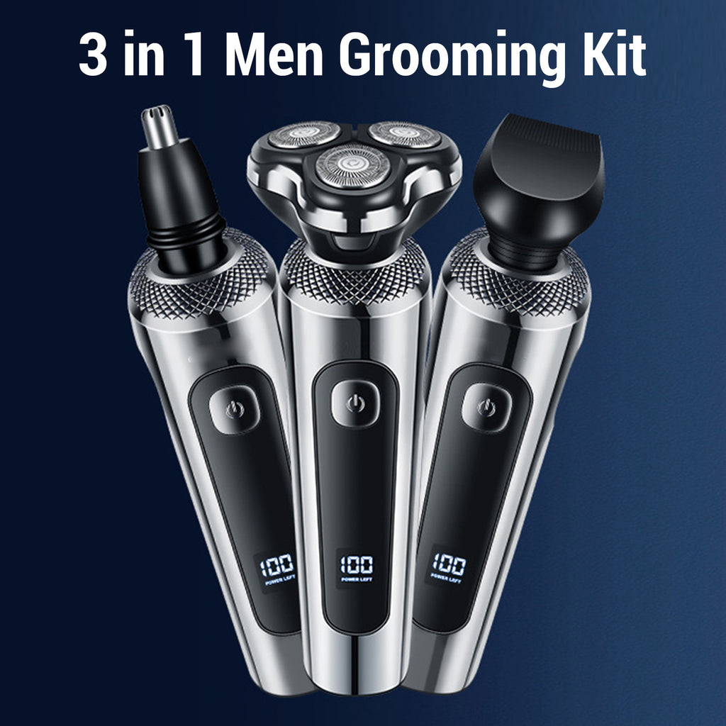 3-in-1 Men's Grooming Kit | IPX7 Waterproof 3D Floating Beard Trimmer | USB Rechargeable with LED Display — Prime Trend Market
