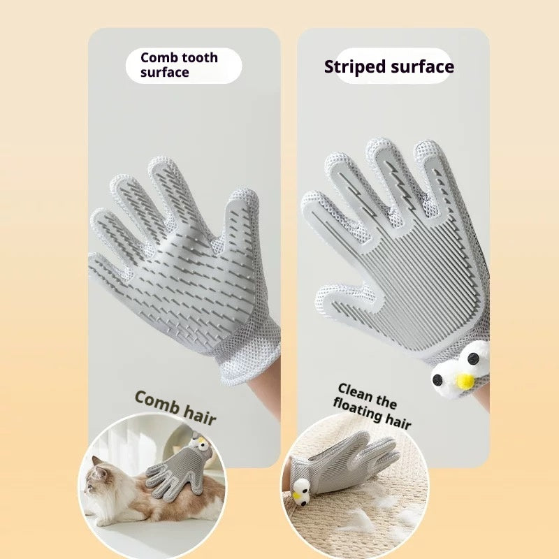 Pet Grooming Gloves — Cat & Dog Hair Removal Massage Brush (Gray & Green) — Prime Trend Market
