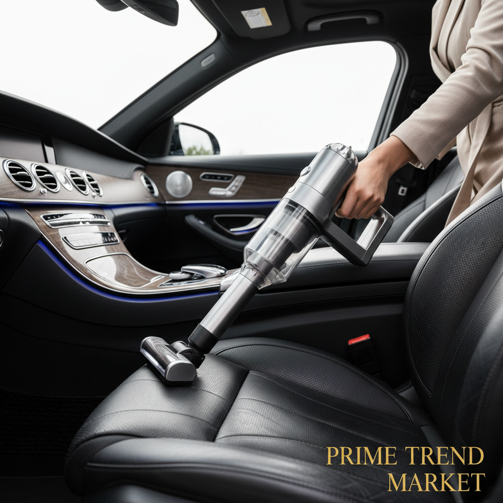 Cordless Handheld Car Vacuum Cleaner — Strong Suction, Rechargeable, Silver — Eliza & Tuan