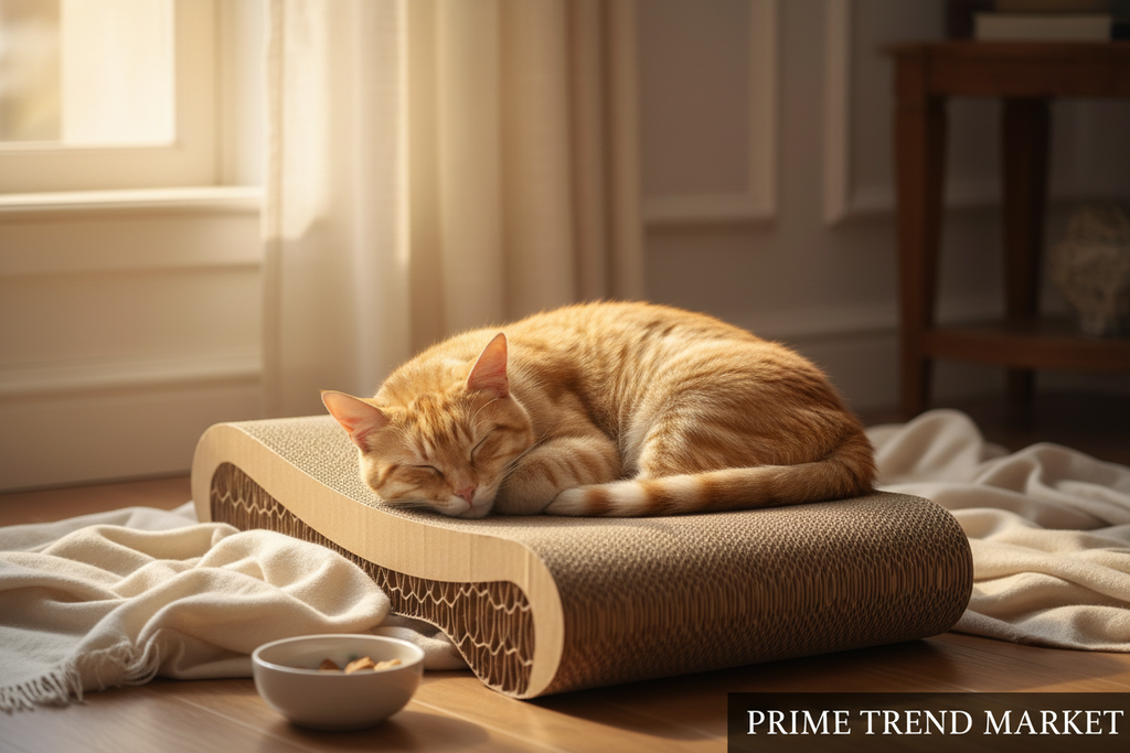 PawKurl Accordion Cat Scratcher Toy – 3-in-1 Honeycomb Scratcher, Bell Ball Track & Cat Bed — Prime Trend Market