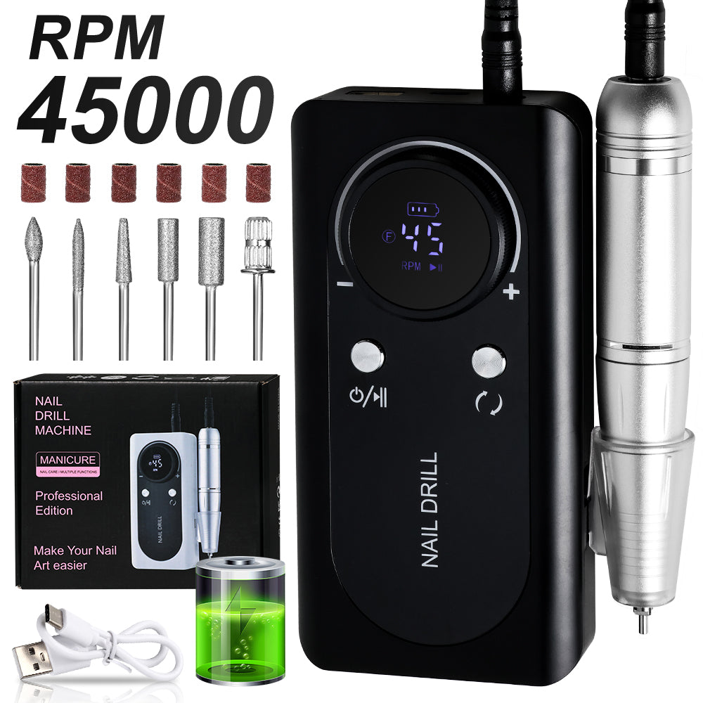 Professional Electric Nail Drill Machine | 45,000 RPM | Cordless Rechargeable | LCD Display | E-File Kit — Prime Trend Market