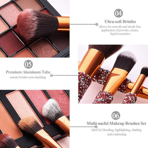 10-in-1 Diamond Inlaid Handmade Luxury Makeup Brush Set — Prime Trend Market